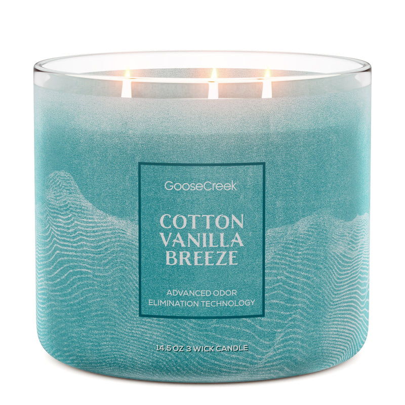 Cotton Vanilla Breeze Odor  Eliminating 3-Wick Candle za47n de5xq